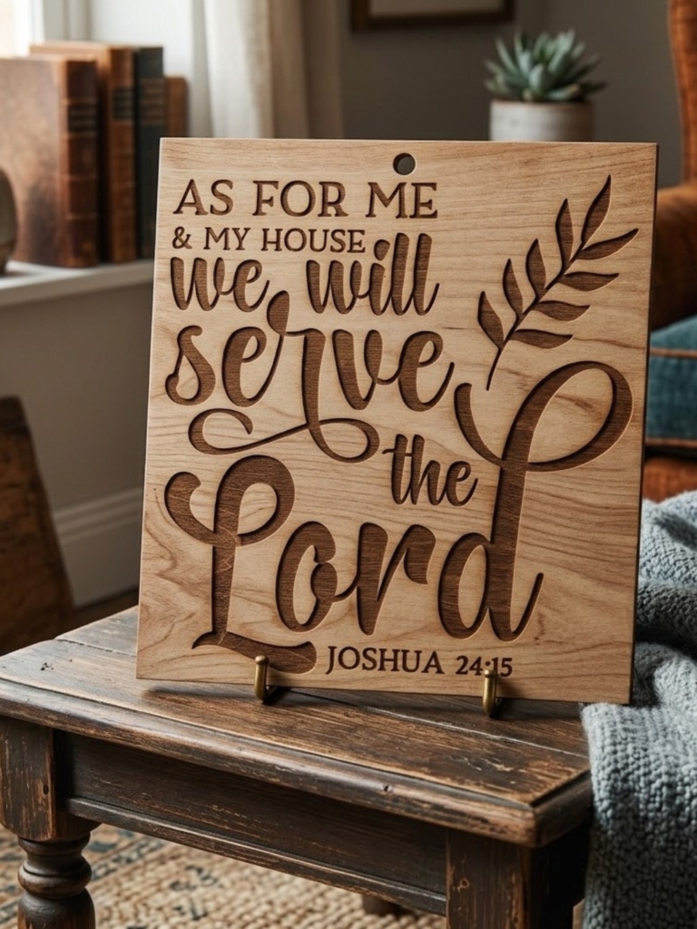 Wooden 'We Will Serve the Lord' Scripture Sign